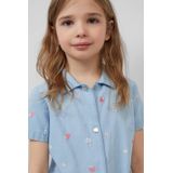 Blouse - Denim - Korte Mouwen - Borduurwerk