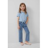 Blouse - Denim - Korte Mouwen - Borduurwerk