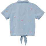 Blouse - Denim - Korte Mouwen - Borduurwerk