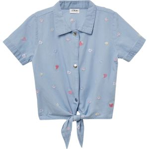 Blouse - Denim - Korte Mouwen - Borduurwerk