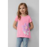 Pailletten Top - Motiefprint - Jersey - Ronde Hals - Kwartmouw