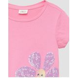 Pailletten Top - Motiefprint - Jersey - Ronde Hals - Kwartmouw