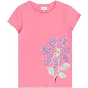 Pailletten Top - Motiefprint - Jersey - Ronde Hals - Kwartmouw