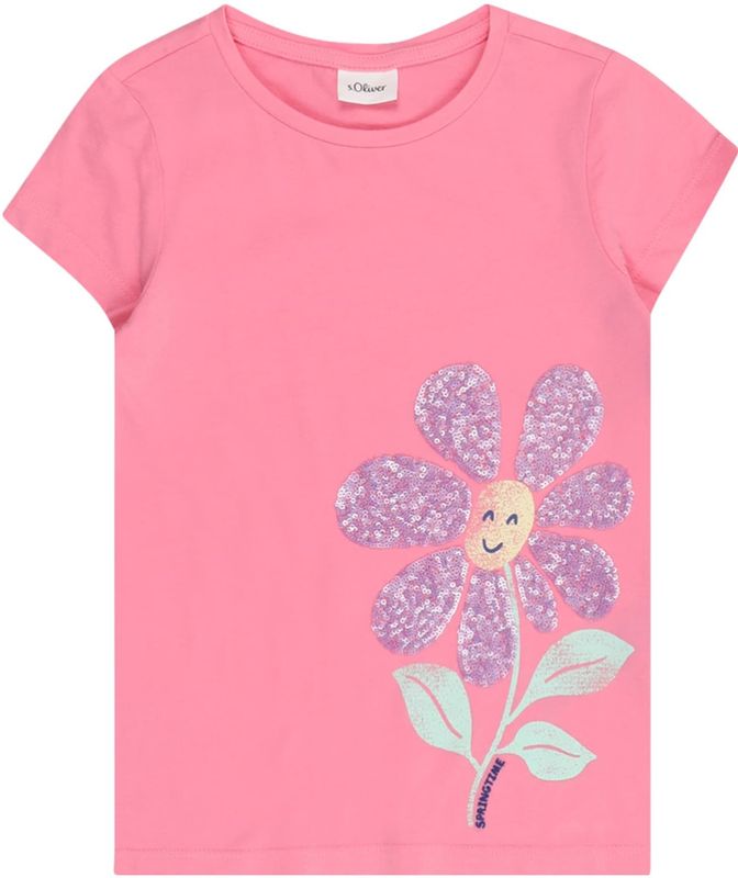 Pailletten Top - Motiefprint - Jersey - Ronde Hals - Kwartmouw