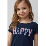 T-shirt - Effen - Jersey - Ronde Hals - Pofmouwen - Normale Pasvorm