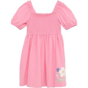 s.Oliver - Jurk - Blauw/Lichtgroen/Lichtroze/Wit - Gevoerde Zoom/Rand, Flare, Pofmouwen