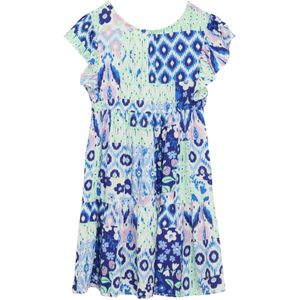 Jurk - Viscose - Met Fladdermouwen - Ronde Halslijn - Gestreepte Details