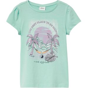 T-shirt - Glitterprint - Katoen - A-vorm - Ronde Hals