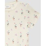 s.Oliver - T-shirt - Beige - Rib Gebreid