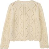 Vest - Ronde Hals - Lange Mouwen - Gebreid - Geschulpte Zoom - Lichtgrijs