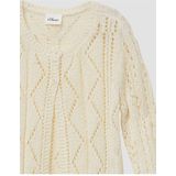 Vest - Ronde Hals - Lange Mouwen - Gebreid - Geschulpte Zoom - Lichtgrijs