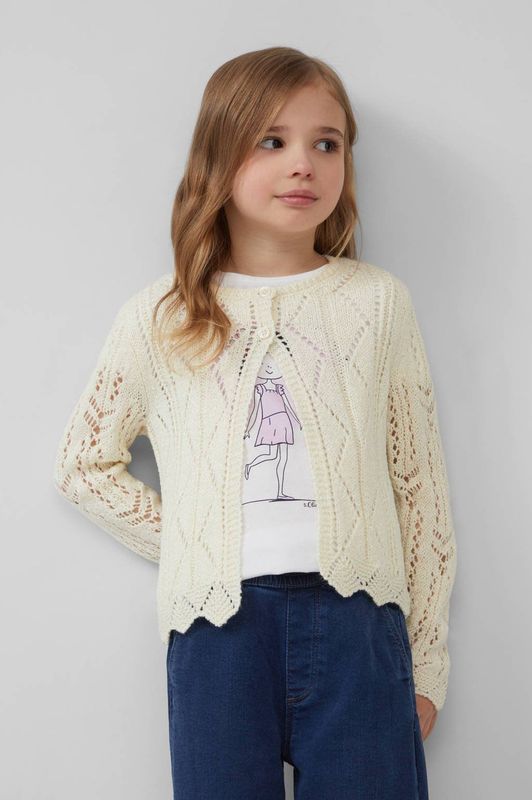 Vest - Ronde Hals - Lange Mouwen - Gebreid - Geschulpte Zoom - Lichtgrijs