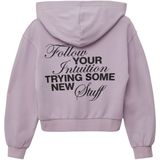 Sweatshirt - Cropped Oversized - Katoenmix - Met Rugprint