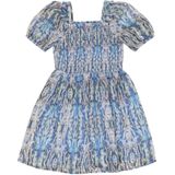 s.Oliver - Jurk - Beige / Blauw / Rosa - Chiffon - Gevoerde Zoom