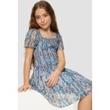 s.Oliver - Jurk - Beige / Blauw / Rosa - Chiffon - Gevoerde Zoom