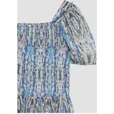 s.Oliver - Jurk - Beige / Blauw / Rosa - Chiffon - Gevoerde Zoom