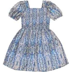 s.Oliver - Jurk - Beige / Blauw / Rosa - Chiffon - Gevoerde Zoom