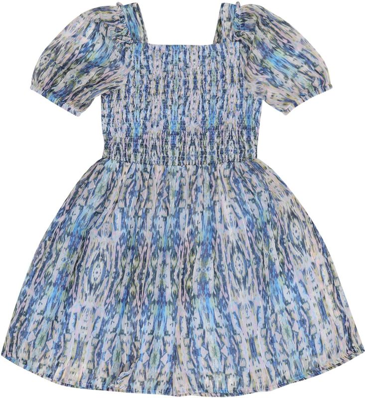 s.Oliver - Jurk - Beige / Blauw / Rosa - Chiffon - Gevoerde Zoom