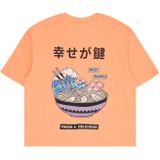 T-shirt - Boxy Fit - Katoen - Oversized - Geribde Halslijn