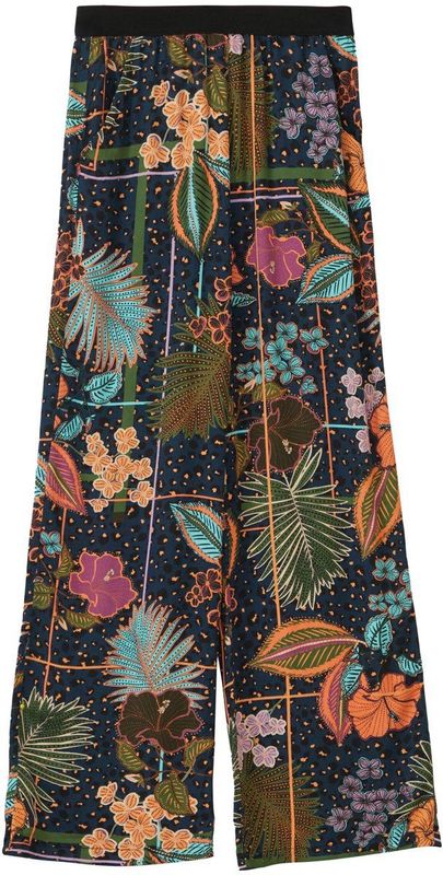 Broek - Loose-Fit - Viscose - All-Over Print - Hoge Taille