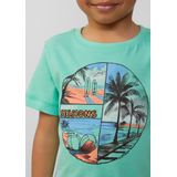 s.Oliver - T-shirt - Turquoise - Polyester en Katoen