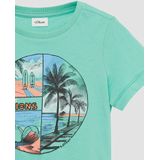 s.Oliver - T-shirt - Turquoise - Polyester en Katoen