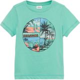 s.Oliver - T-shirt - Turquoise - Polyester en Katoen