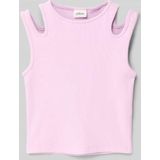 Geribde Tanktop - Zwart - Katoen - Slanke Pasvorm