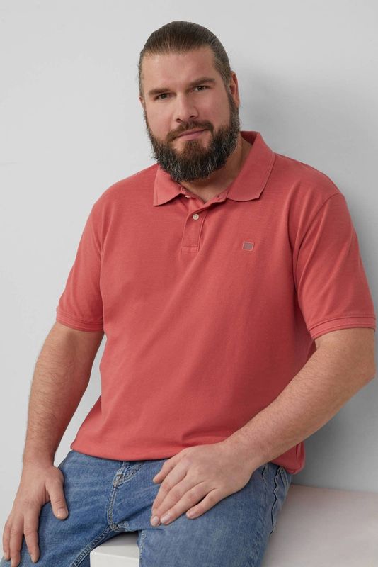 s.Oliver - Big Size - Polo - Rood - Katoen - Korte Mouwen