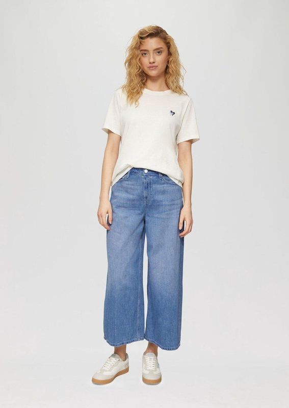 s.Oliver - Jeans - Blauw Denim - Wide Leg - High Waist - 7/8 Lengte