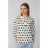 s.Oliver - Blouse - Ecru/Zwart - Wijde Blouse - Driekwart Mouw