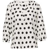 s.Oliver - Blouse - Ecru/Zwart - Wijde Blouse - Driekwart Mouw