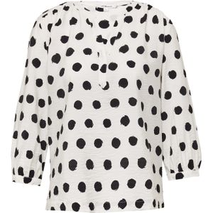 s.Oliver - Blouse - Ecru/Zwart - Wijde Blouse - Driekwart Mouw