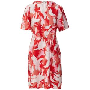 s.Oliver - Korte Jurk - Viscoseblend - Met Pofmouwen en V-hals