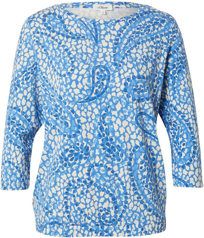 s.Oliver - Shirt - Azuur - Recht Model - Driekwart Mouw