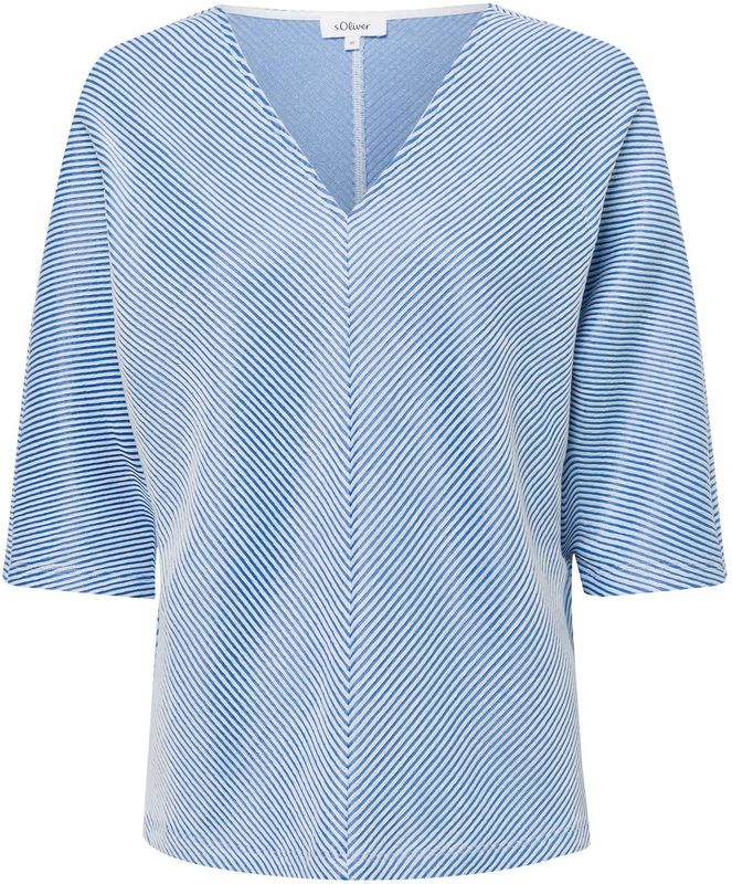 s.Oliver Casual shirt met structuur en vleermuismouwen, koningsblauw, 34