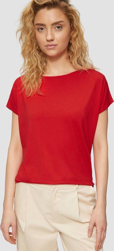 Jersey - Rood - Shirt - Vloeiend - Met Overgesneden Schouders