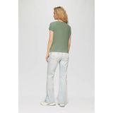 s.Oliver - 2164095 - T-shirt - Donker Salie Groen - Viscose-Mix met Rekbaar Deel