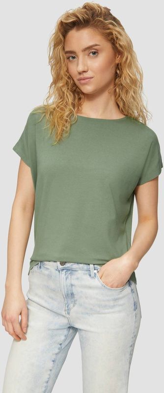 s.Oliver - 2164095 - T-shirt - Donker Salie Groen - Viscose-Mix met Rekbaar Deel