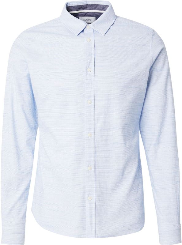 s.Oliver - Casual Overhemd - Lichtblauw - Slim Fit - Lange Mouwen