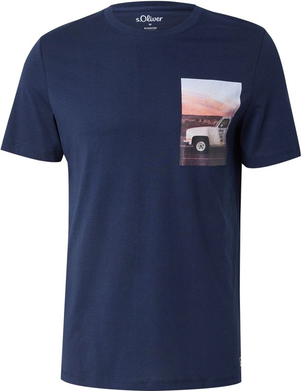 s.Oliver - T-shirt - Blauw - Katoen