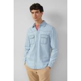 s.Oliver RED LABEL - Regular Fit - Jeansoverhemd - Mêlee - Katoenmix, Kentkraag, Lange Mouwen