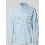s.Oliver RED LABEL - Regular Fit - Jeansoverhemd - Mêlee - Katoenmix, Kentkraag, Lange Mouwen