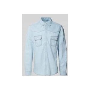 s.Oliver RED LABEL - Regular Fit - Jeansoverhemd - Mêlee - Katoenmix, Kentkraag, Lange Mouwen