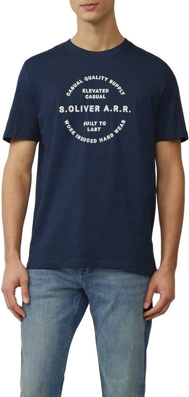 T-shirt met artwork, diepblauw, S