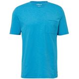 s.Oliver - T-shirt - Turquoise - Katoen - Korte Mouwen - Borstzak