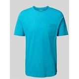 s.Oliver - T-shirt - Turquoise - Katoen - Korte Mouwen - Borstzak