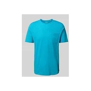 s.Oliver - T-shirt - Turquoise - Katoen - Korte Mouwen - Borstzak