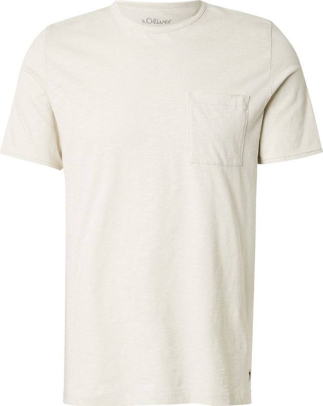 s.Oliver - T-shirt - Offwhite - Met Ongezoomde Randen - Korte Mouwen