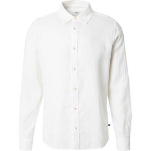 s.Oliver RED LABEL - Linnen Herenoverhemd - Effen - Regular Fit - Lange Mouwen